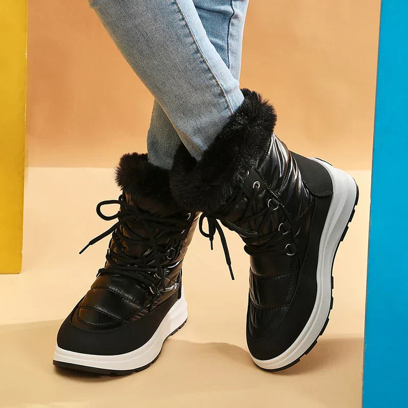 Botín Impermeable con Cordones y Plataforma para Mujer para Invierno