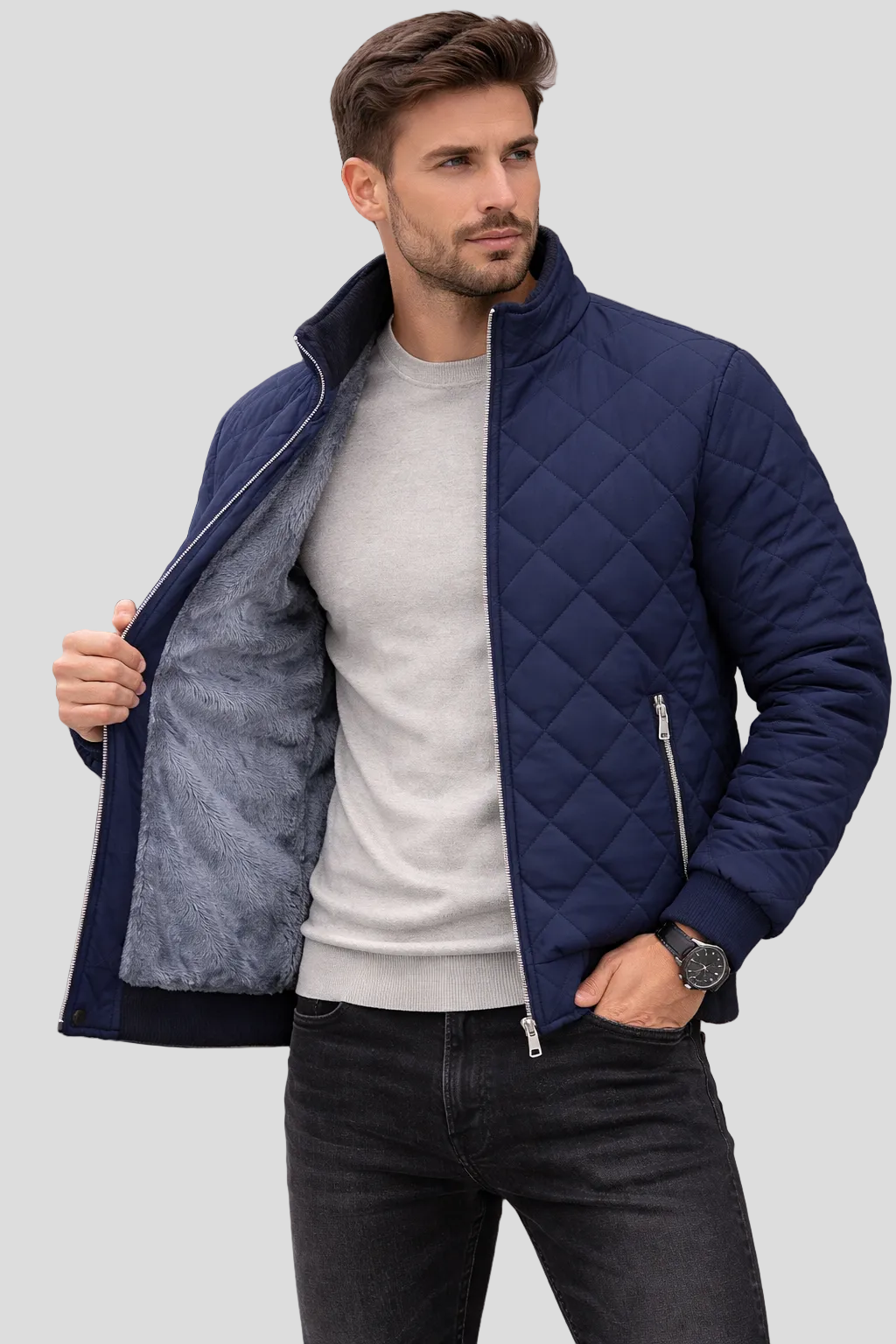 Chaqueta térmica polar forrada premium para hombre