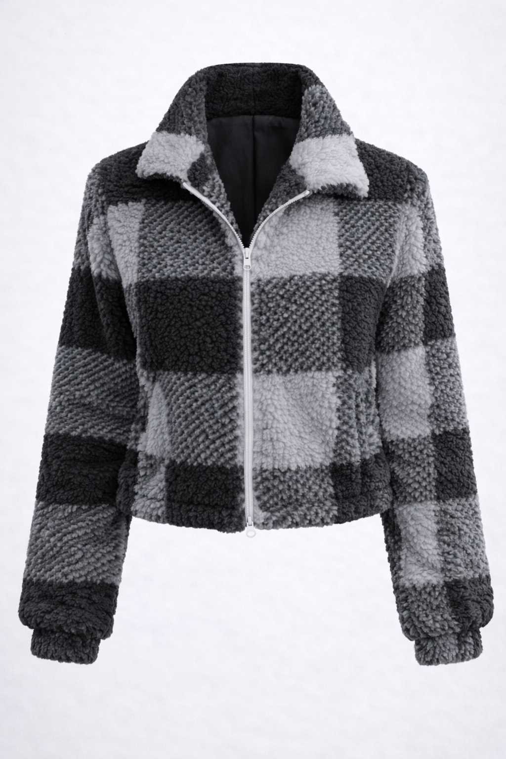 Chaqueta de mujer Teddy a cuadros Sherpa