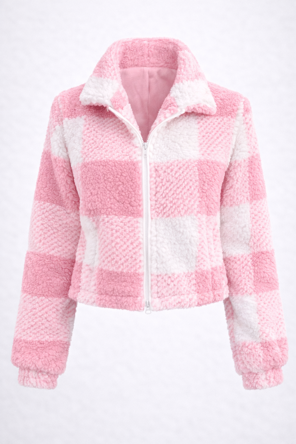 Chaqueta de mujer Teddy a cuadros Sherpa