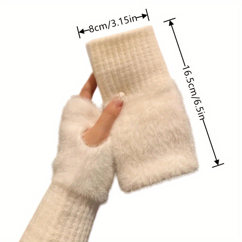 Guantes de Felpa sin Dedos para Mujer