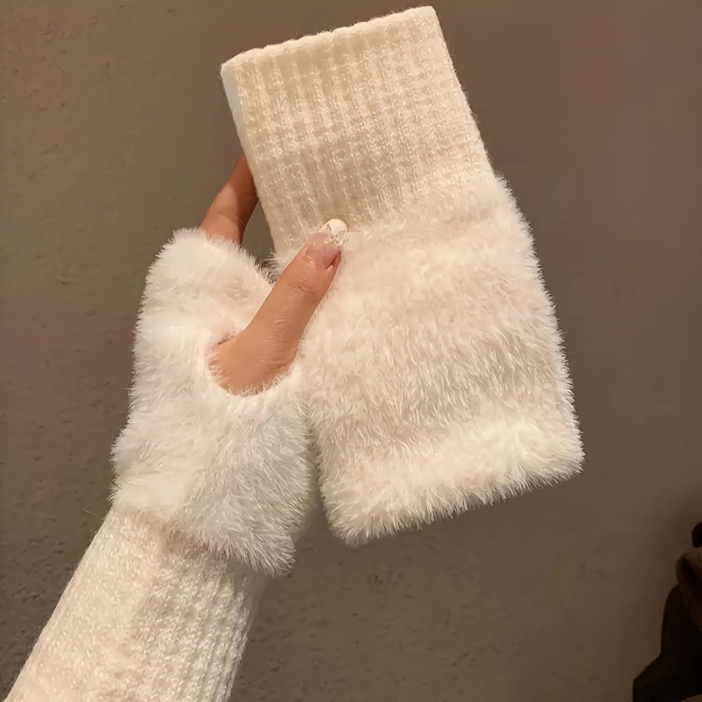 Guantes de Felpa sin Dedos para Mujer