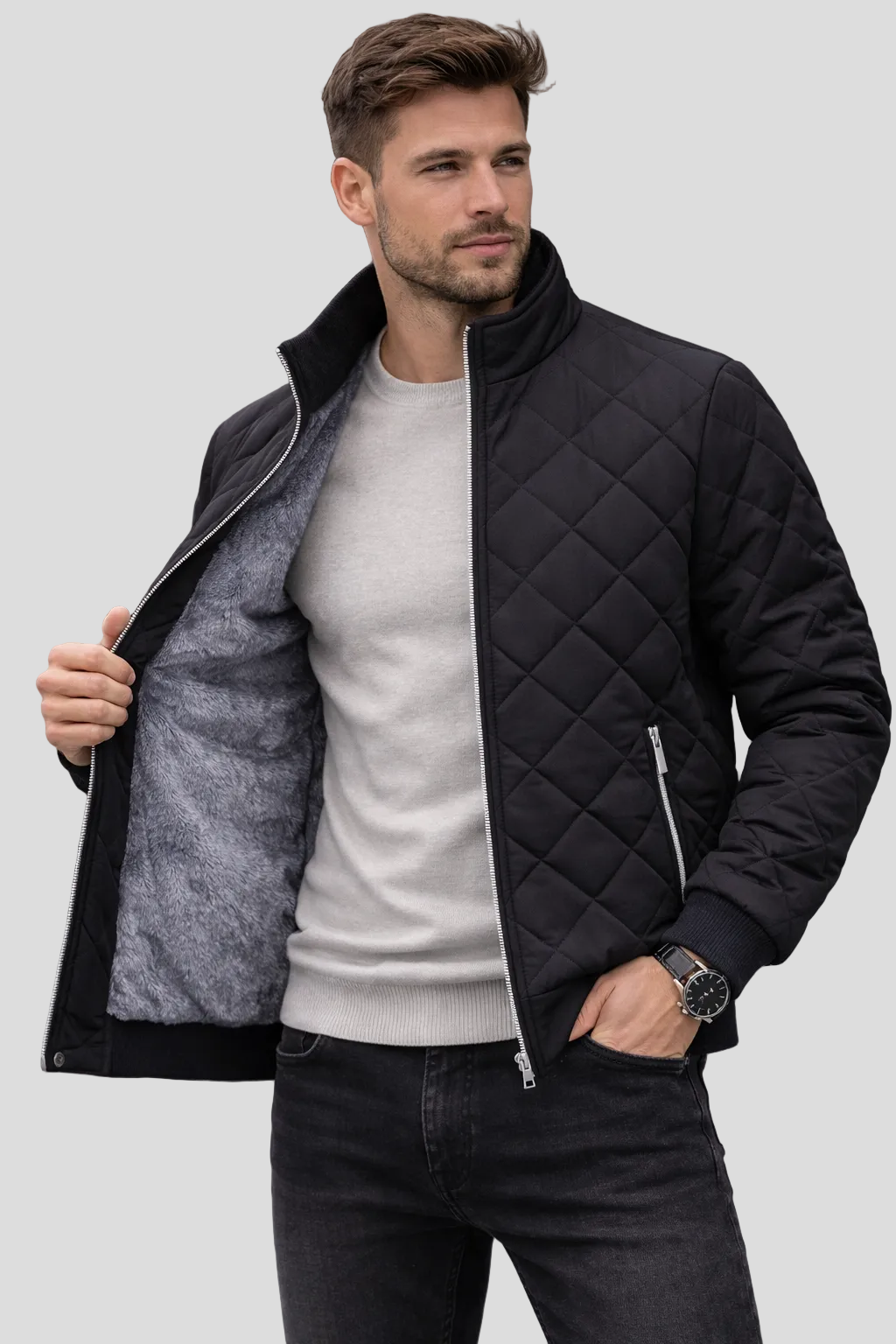 Chaqueta térmica polar forrada premium para hombre