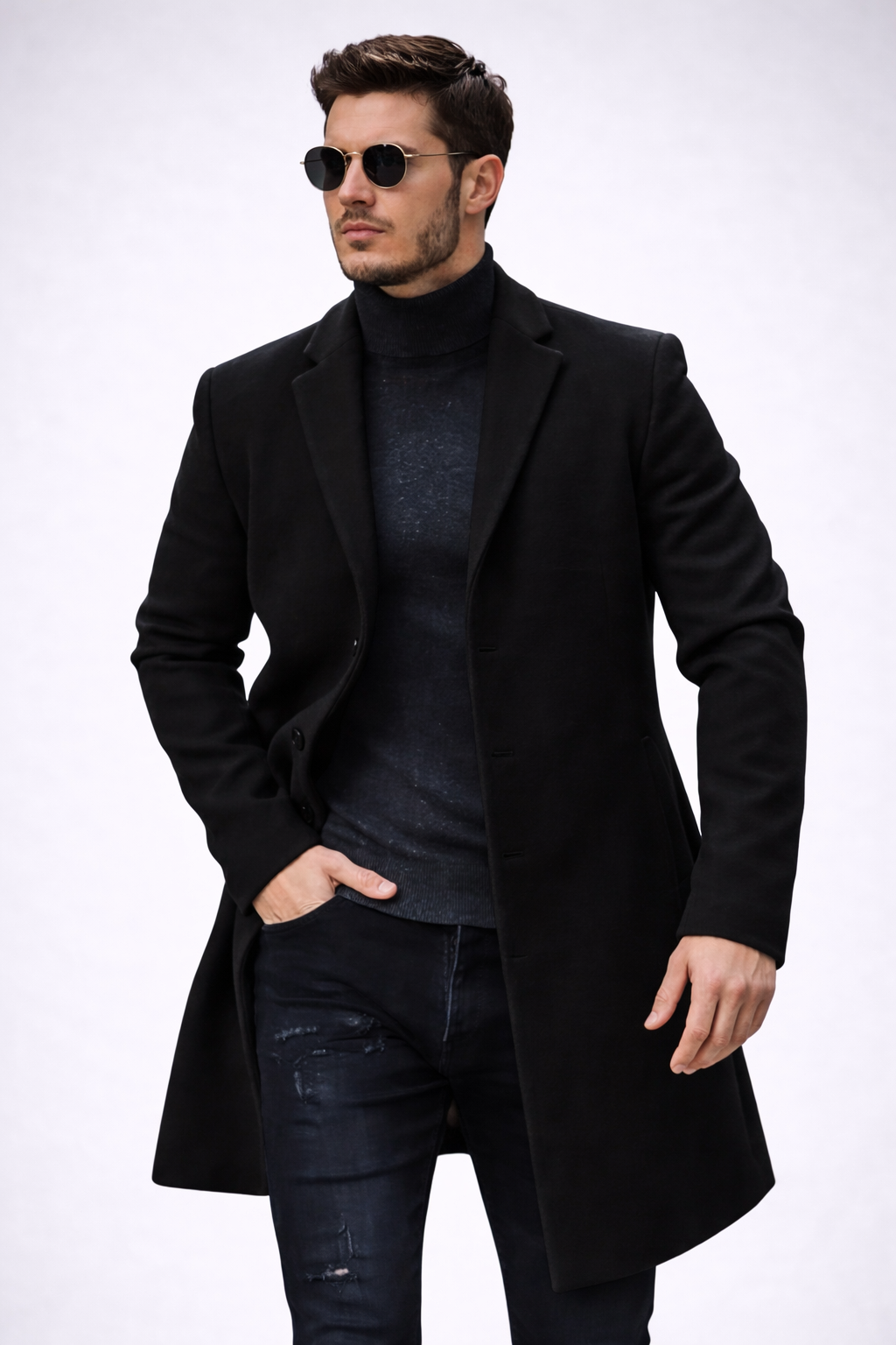 Gabardina Masculina Larga Premium – Estilo Europeo