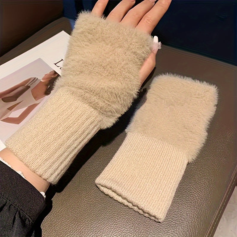 Guantes de Felpa sin Dedos para Mujer