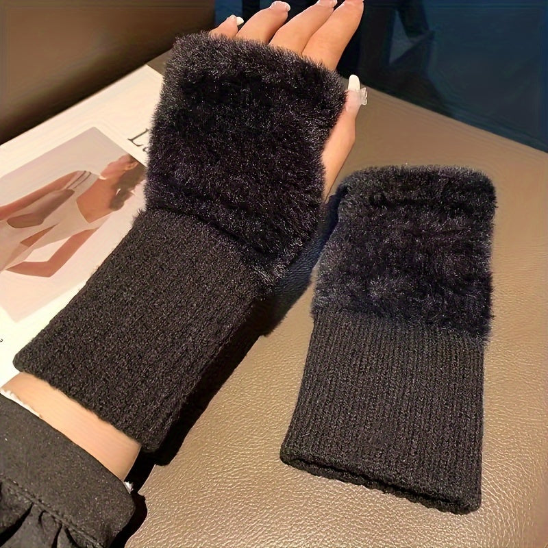 Guantes de Felpa sin Dedos para Mujer