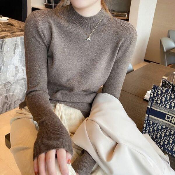 Suéter Básico Slim Casual para Mujer