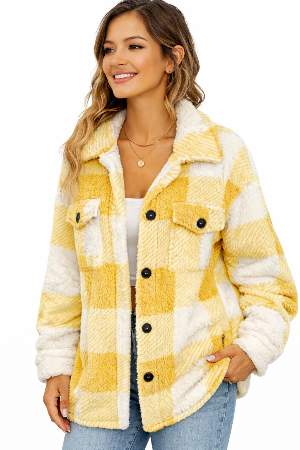 Chaqueta Teddy a Cuadros para Mujer