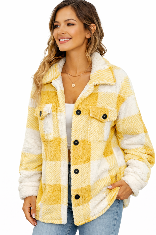 Chaqueta Teddy a Cuadros para Mujer
