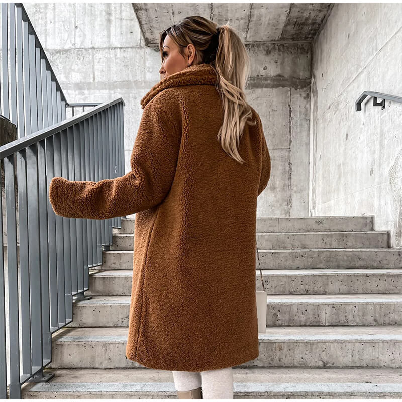 Abrigo Largo de Pelo Sintético para Mujer