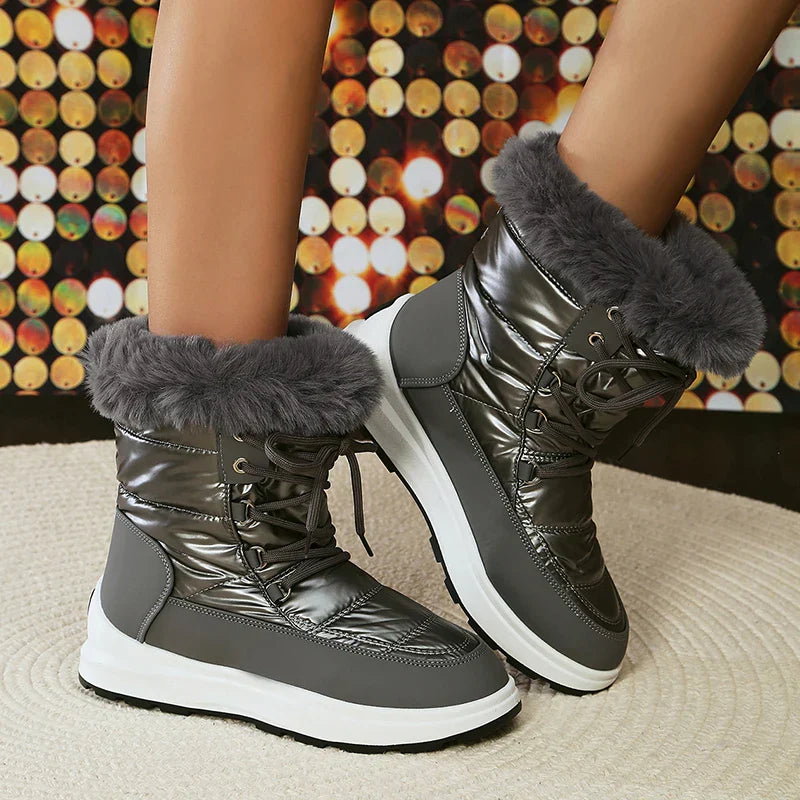 Botín Impermeable con Cordones y Plataforma para Mujer para Invierno