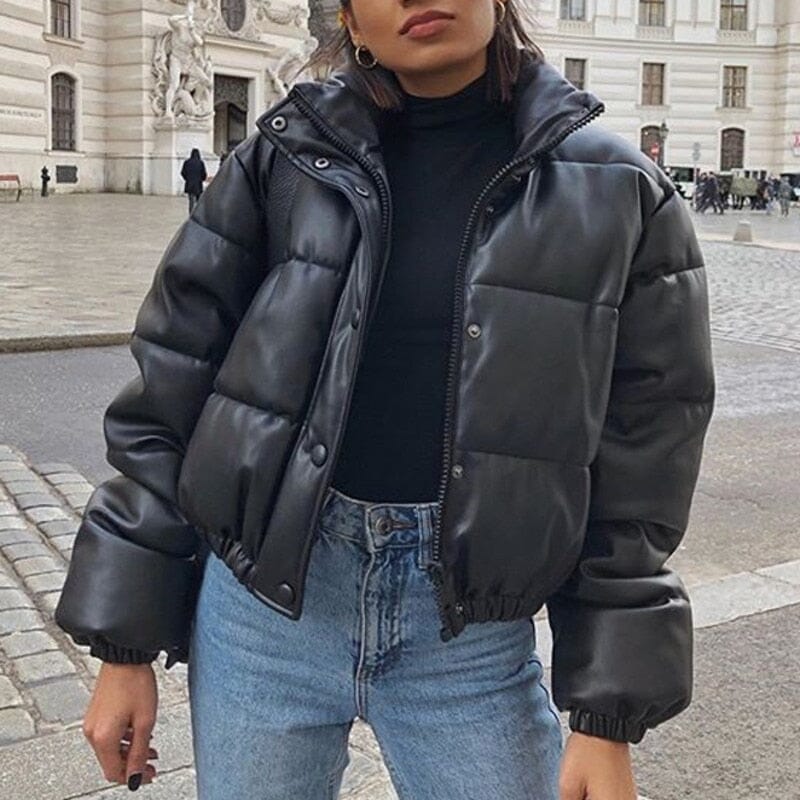 Chaqueta Puffer de Cuero para Mujer