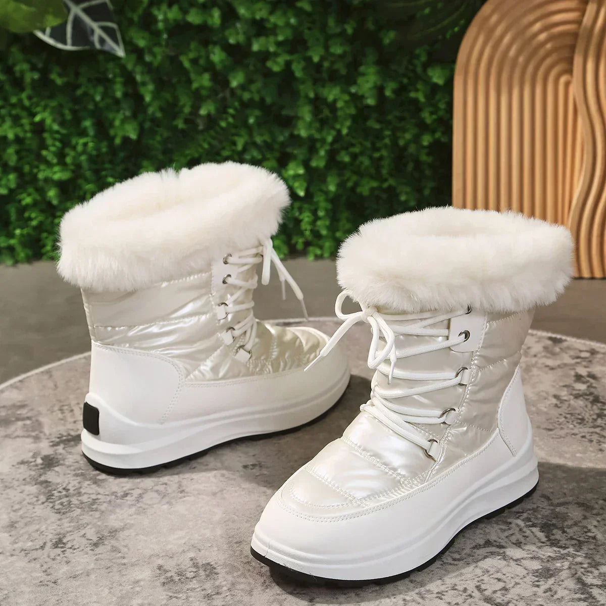 Botín Impermeable con Cordones y Plataforma para Mujer para Invierno