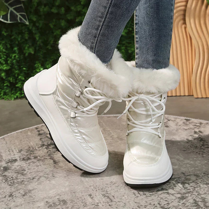 Botín Impermeable con Cordones y Plataforma para Mujer para Invierno