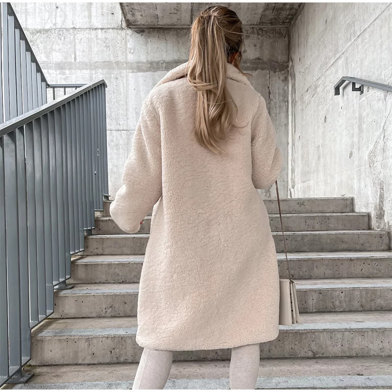 Abrigo Largo de Pelo Sintético para Mujer