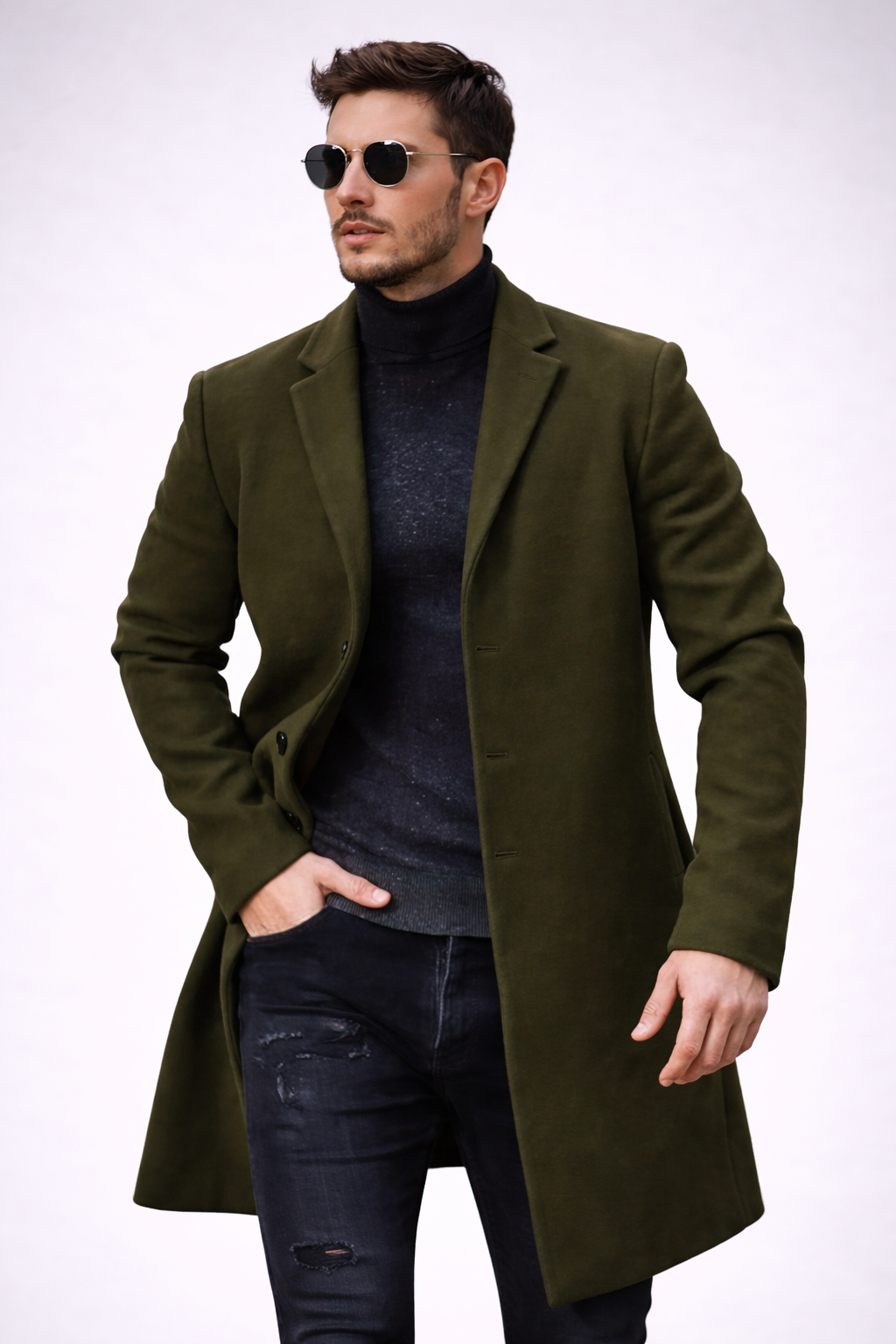 Gabardina Masculina Larga Premium – Estilo Europeo