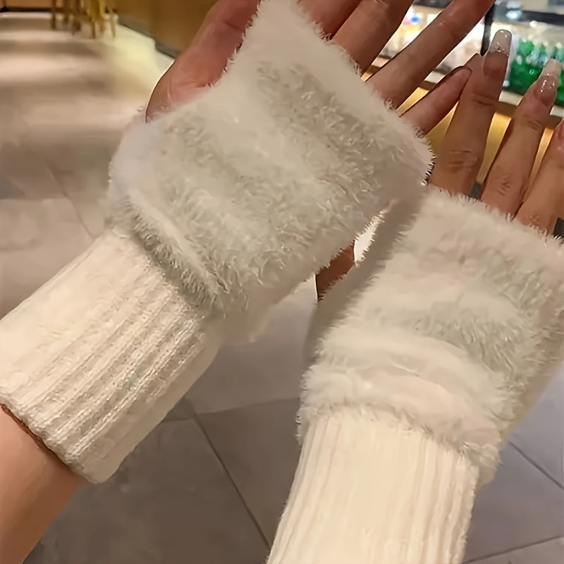 Guantes de Felpa sin Dedos para Mujer