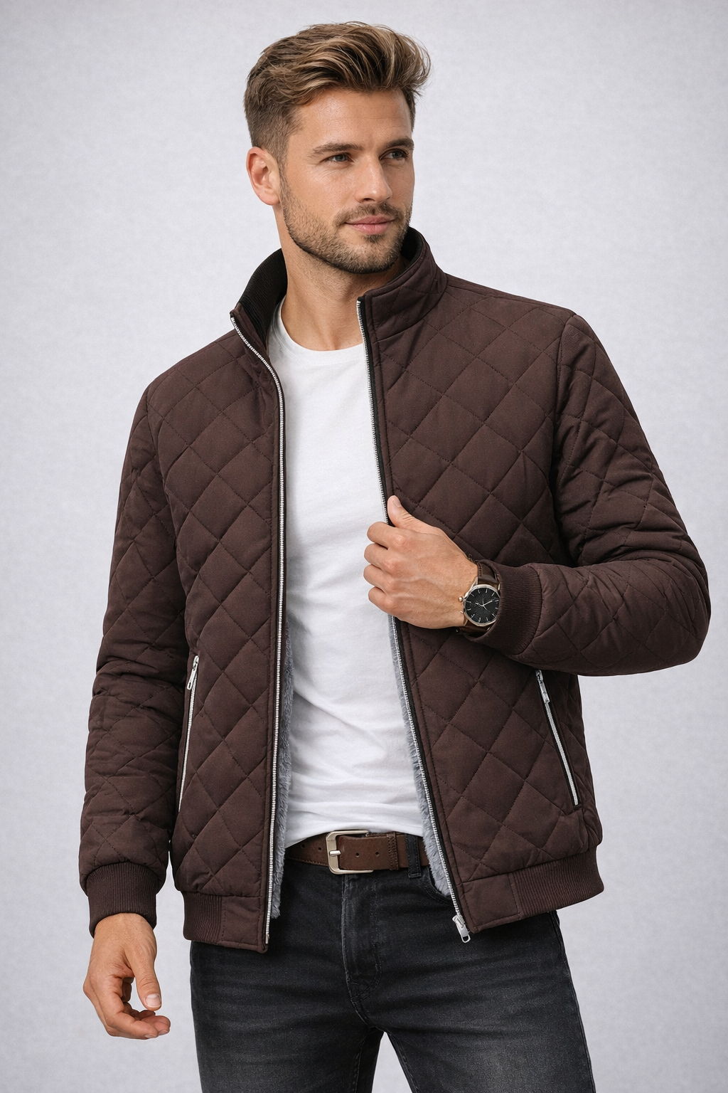 Chaqueta térmica polar forrada premium para hombre